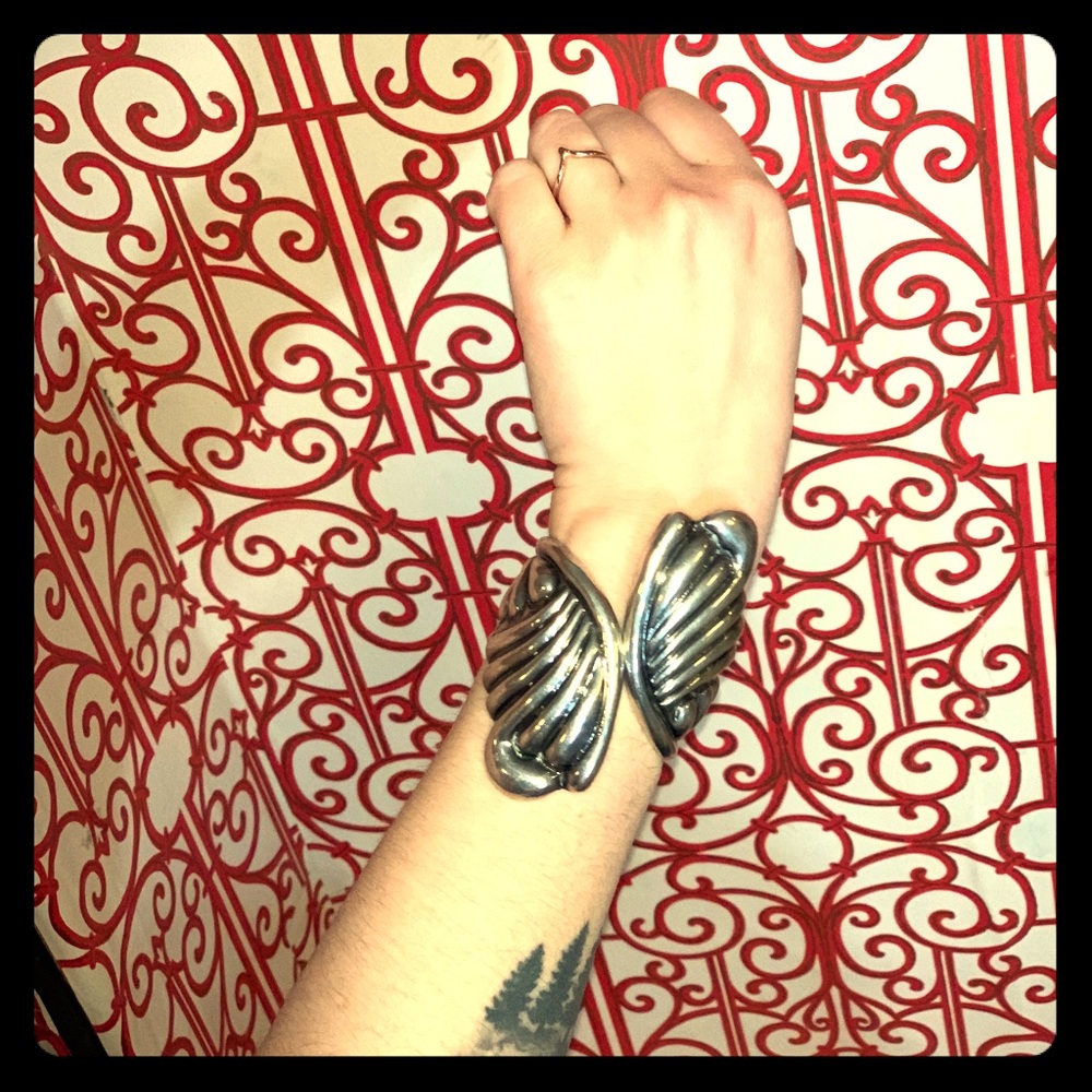 Taxco VNTG Sterling Bracelet ca 1940 Deco Hinged 925